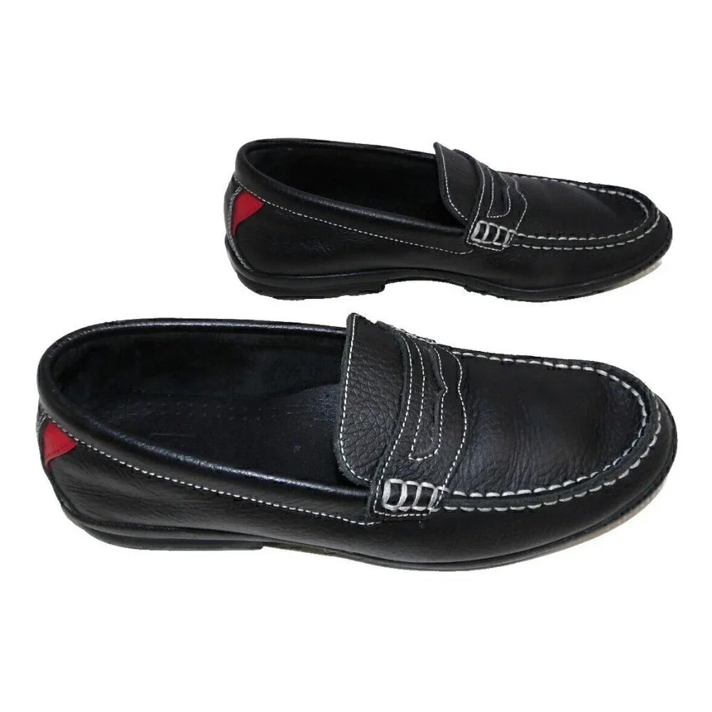 FOOTJOY black leather loafers, moccasins with red accents men's size 7 M